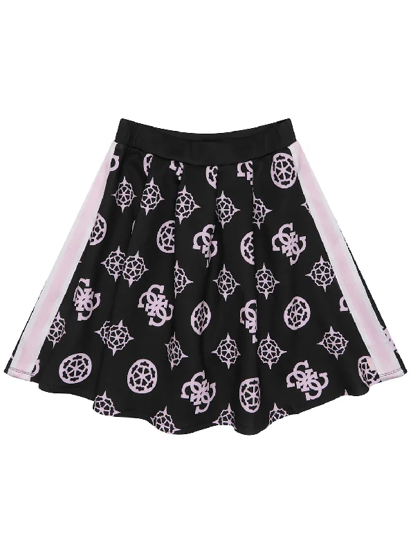 Skirts for casual streetwear looks -Black Pink Logo Scuba Midi Skirt (7-16)