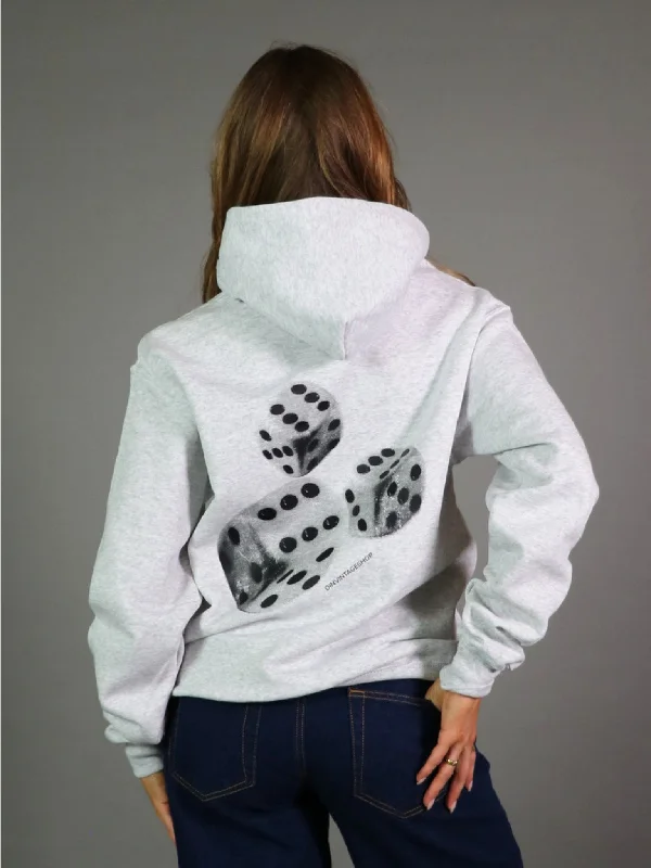 Cozy hoodie for everyday comfort -ROLLING DICES HOODIE (rygprint) - GRÅ