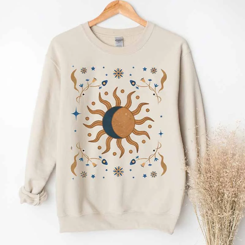 Stylish sweatshirt with funny quotes -Sun And Moon Vintage Vibe Sweatshirt