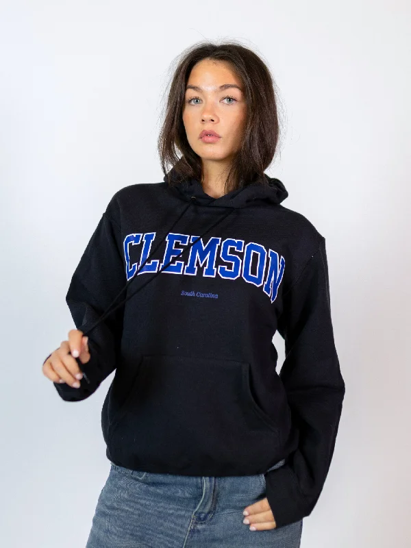 Warm hoodie for camping trips -CLEMSON HOODIE - SORT