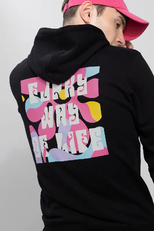 Classic hoodie for the perfect weekend look -Funky Way of Life Black Hoodie