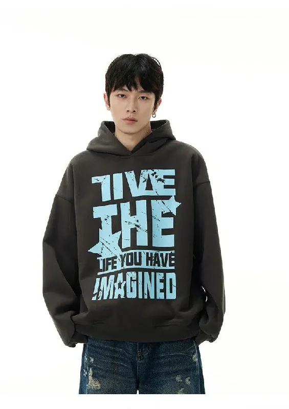 Lightweight hoodie for summer evenings -Slogan Print Hoodie