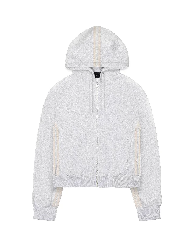 Comfy sweatshirt with a laid-back design -Grey Zip Track Hoodie