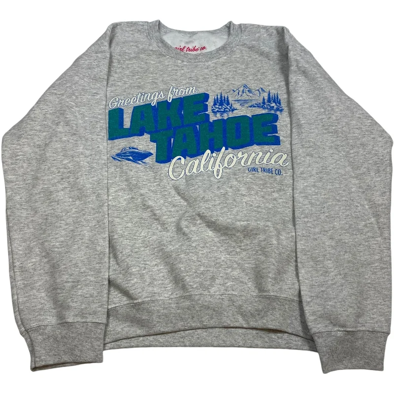 Trendy sweatshirt with colorful graphics -Sweatshirt Crewneck By Girl Tribe Co In Grey, Size: S