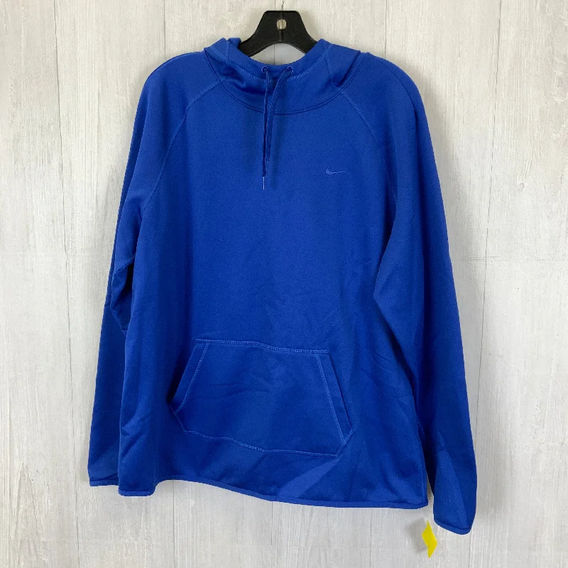 Trendy sweatshirt with embroidered details -Athletic Sweatshirt Hoodie By Nike In Blue, Size: Xl