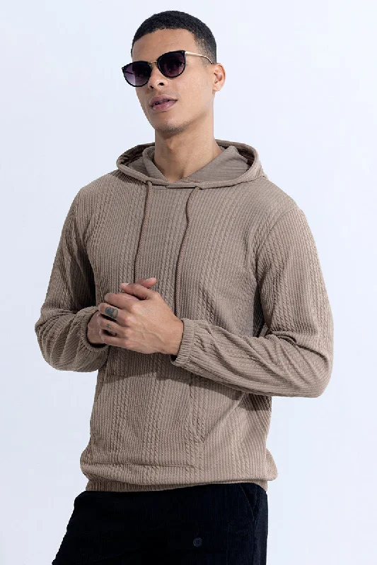 Warm hoodie for extra comfort during cold weather -Liney Khaki Hoodie