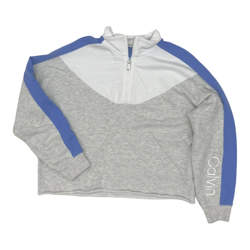 Trendy sweatshirt for fashion lovers -Sweatshirt Collar By Calvin Klein Performance In Blue & White, Size:L