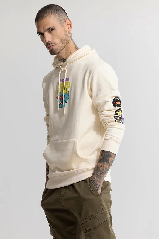 Comfortable hoodie with an easygoing fit -Effortless Drip Cream Hoodie