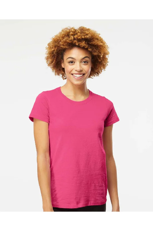 T-shirts for fashion-forward looks -M&O Womens Gold Soft Touch Short Sleeve Crewneck T-Shirt - Heliconia Pink