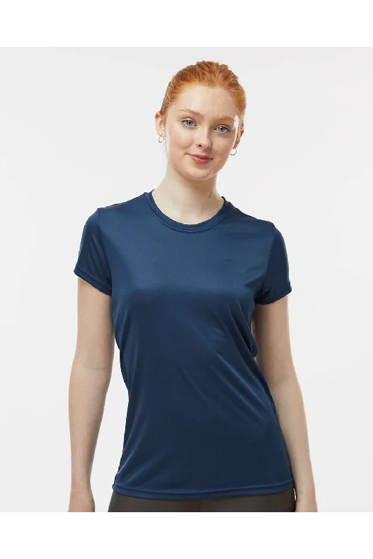 T-shirts for warm vacation styles -Paragon Womens Islander Performance Moisture Wicking Short Sleeve Crewneck T-Shirt - Navy Blue