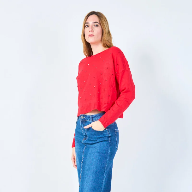 Comfortable sweatshirt with a flattering cut for women -Cozy sweatshirt with an oversized fit for ultimate comfort -Embellished knit pullover wholesale