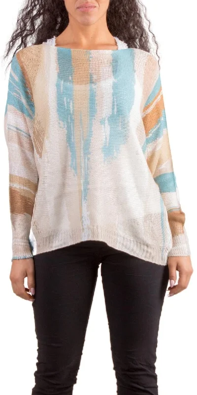 Warm sweatshirt for layering with other casual wear -Relaxed sweatshirt for easy styling -Emy Batwing Sweater with Brushstroke Print