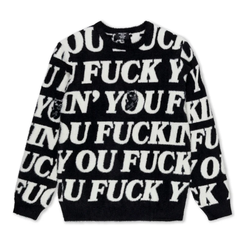 Comfortable sweatshirt with a crewneck for casual wear -Classic sweatshirt for any casual occasion -Fuckin Fuck Mohair Sweater (Black)