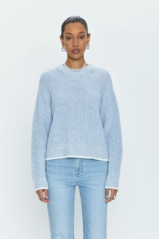 Elegant sweatshirt for casual office wear -Soft sweatshirt with kangaroo pockets -Ren All Day Sweater - Light Blue