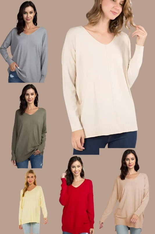 Classic long-sleeve sweatshirt for all-around comfort -Relaxed-fit sweatshirt for easy weekend vibes -Super Soft Hi Lo long Tunic Knit Top - Many Colors