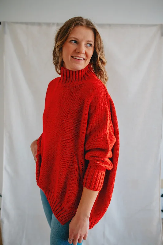 Cozy sweatshirt for a relaxed day at home -Sporty sweatshirt for activewear -The Margot Sweater by Charli London - Apple Red