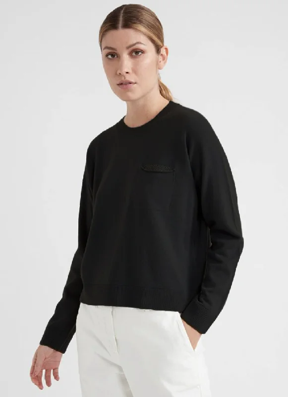 Trendy sweatshirt for a laid-back weekend look -Relaxed-fit sweatshirt for everyday wear -Wool and Silk-Blend Sweater with Pocket