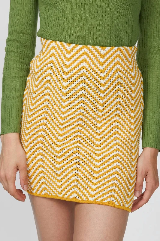 Skirts with stripes for trendy patterns -Biance Knit Skirt In Canary Multi