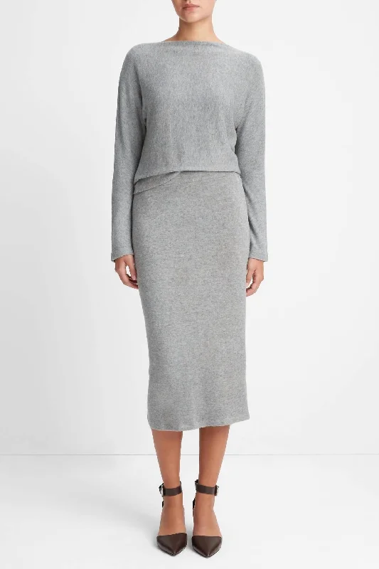 Wrap skirts for a chic appearance -Cozy Midi Skirt In Silver Dust