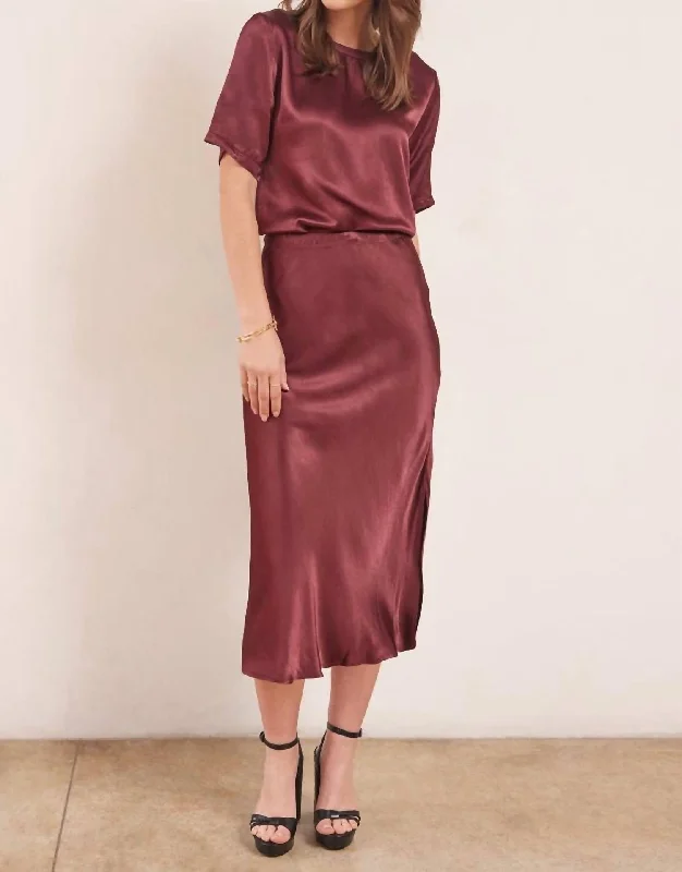 Skirts for bohemian summer vibes -Dorit Silky Slip Skirt In Cognac