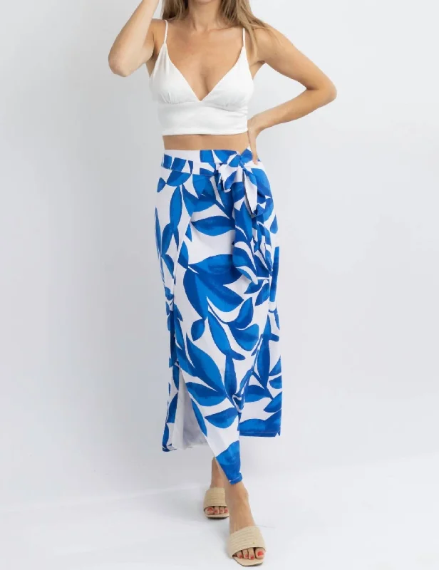 Skirts with pleats for a stylish touch -Extra-Tropic Wrap Midi Skirt In Blue