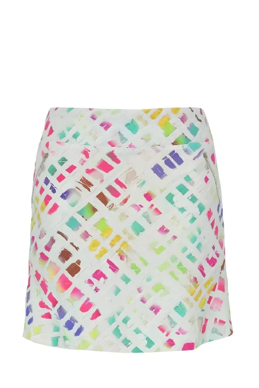 Skirts for layering under jackets -Golf Skort In White/pink/green