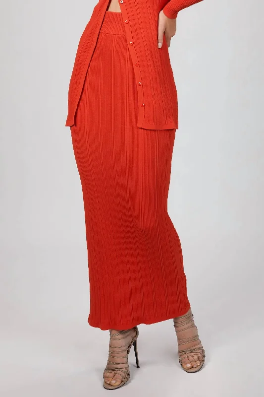 Skirts with ties for a fitted appearance -Maribel Knit Skirt In Fire