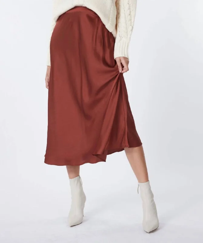 Skirts for formal business events -Sateen Skirt In Copper Brown