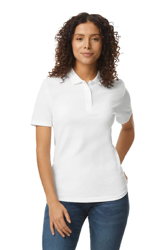 Dressy blouses for weddings and events -Gildan Womens SoftStyle Double Pique Short Sleeve Polo Shirt - White