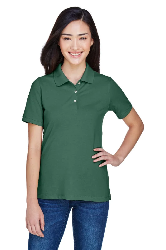 Blouses for layering under jackets -Harriton Womens Easy Blend Wrinkle Resistant Short Sleeve Polo Shirt - Hunter Green