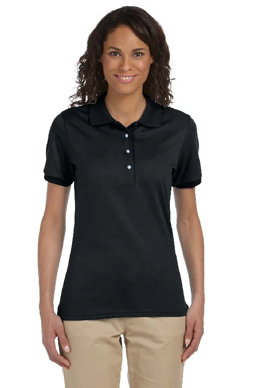 T-shirt blouses for simple casual outfits -Jerzees Womens SpotShield Stain Resistant Short Sleeve Polo Shirt - Black