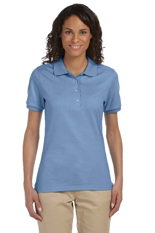 Chic button-up shirts for a professional vibe -Jerzees Womens SpotShield Stain Resistant Short Sleeve Polo Shirt - Light Blue