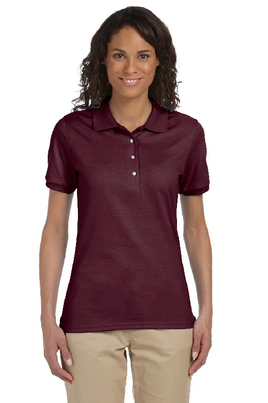 Blouses with a pleated front for a textured look -Jerzees Womens SpotShield Stain Resistant Short Sleeve Polo Shirt - Maroon