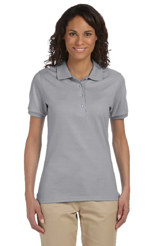 Relaxed-fit shirts for casual, comfy wear -Jerzees Womens SpotShield Stain Resistant Short Sleeve Polo Shirt - Oxford Grey