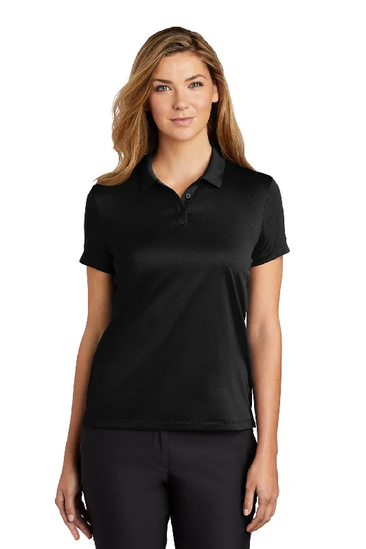 Button-down shirts for casual weekend style -Nike Womens Essential Dri-Fit Moisture Wicking Short Sleeve Polo Shirt - Black