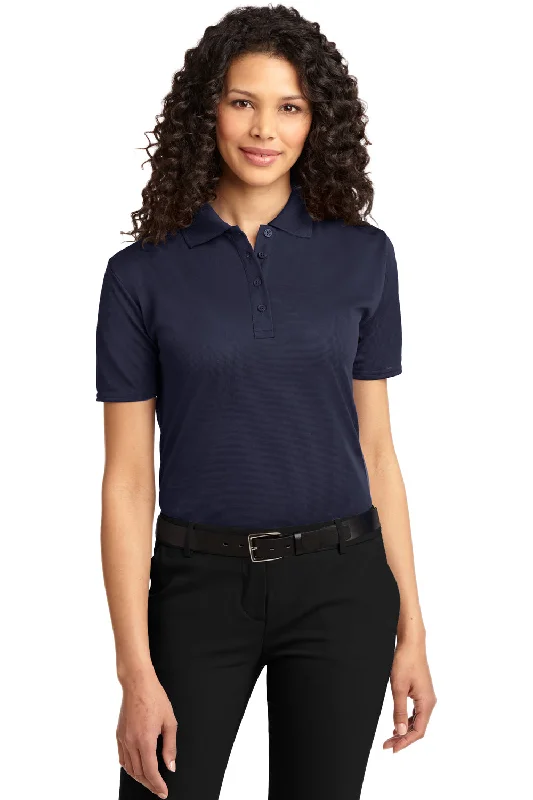 Office blouses for smart casual wear -Port Authority Womens Dry Zone Moisture Wicking Short Sleeve Polo Shirt - Navy Blue