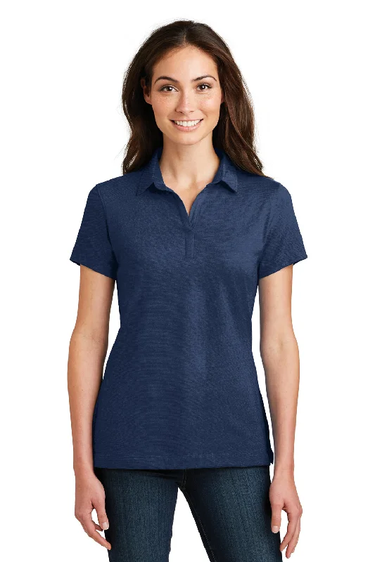 Blouses with pleated skirts for feminine style -Port Authority Womens Meridian Short Sleeve Polo Shirt - Estate Blue - Closeout