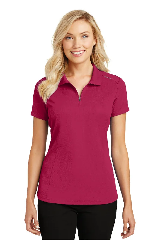 Stylish button-down shirts for a trendy twist -Port Authority Womens Moisture Wicking Short Sleeve Polo Shirt - Dark Fuchsia Pink - Closeout