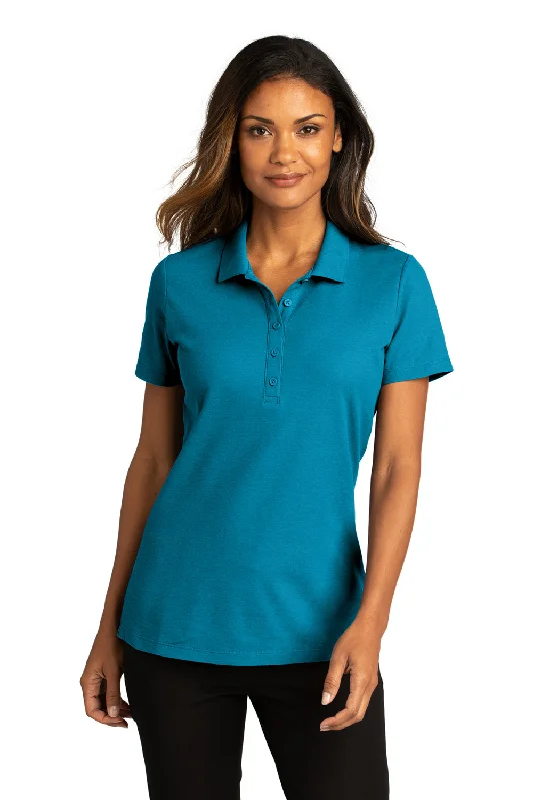 Button-down shirts for everyday office wear -Port Authority Womens React SuperPro Snag Resistant Short Sleeve Polo Shirt - Parcel Blue