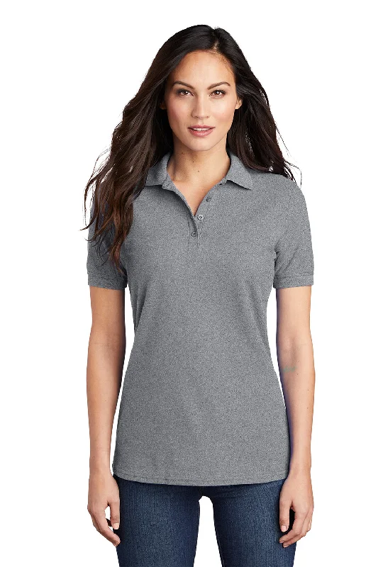 Lace shirts for delicate elegance -Port & Company Womens Core Stain Resistant Short Sleeve Polo Shirt - Heather Grey