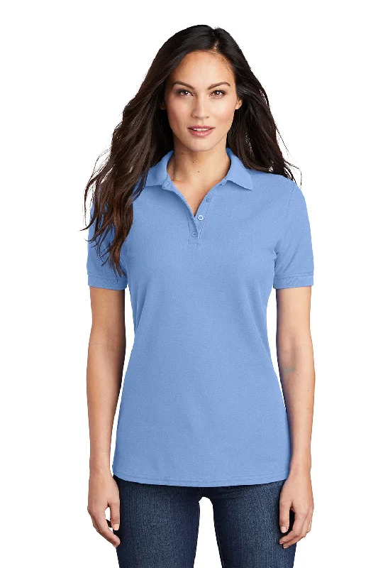 Simple shirts for easy everyday style -Port & Company Womens Core Stain Resistant Short Sleeve Polo Shirt - Light Blue