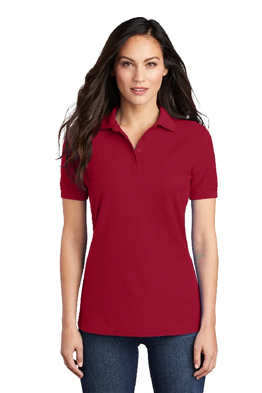 Trendy shirts for a modern edge -Port & Company Womens Core Stain Resistant Short Sleeve Polo Shirt - Red