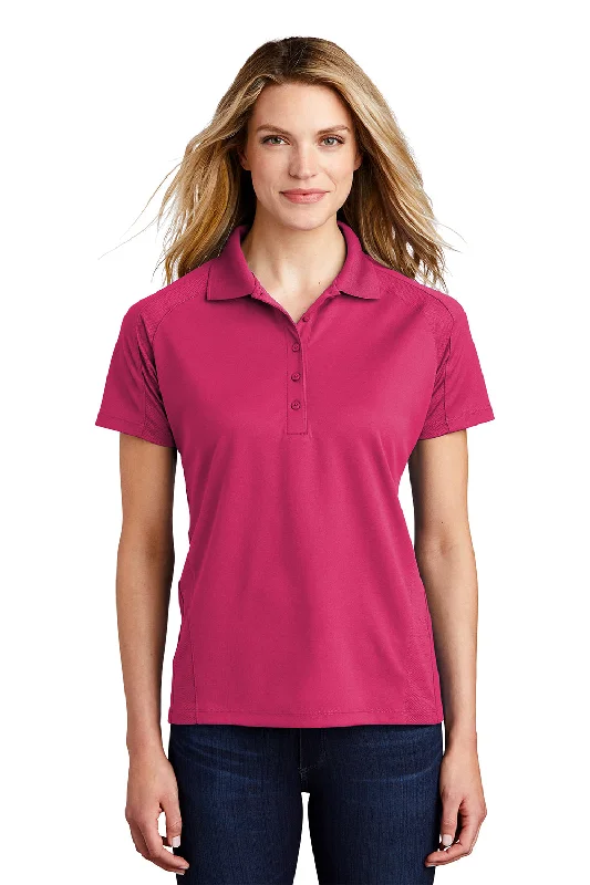 Long-sleeve blouses for added warmth -Sport-Tek Womens Dri-Mesh Moisture Wicking Short Sleeve Polo Shirt - Raspberry Pink