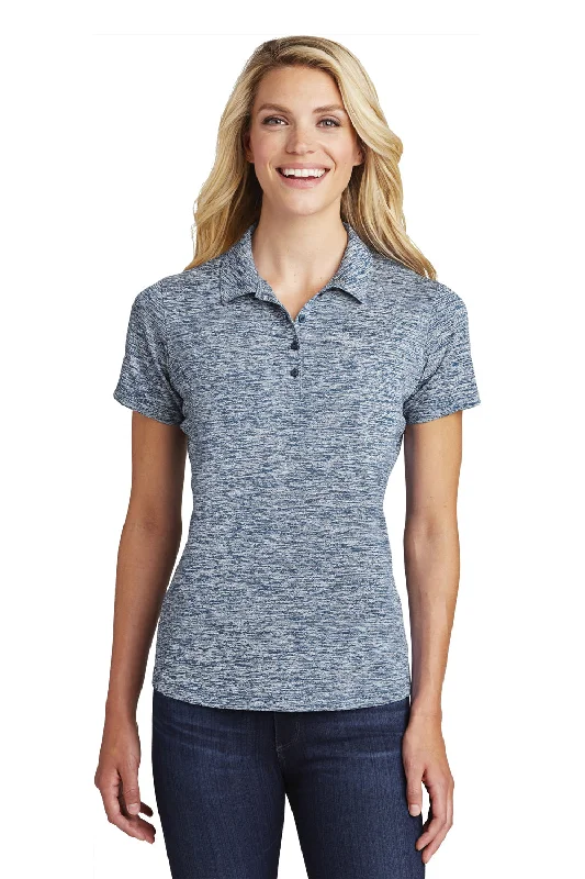 Blouses with unique detailing for added style -Sport-Tek Womens Electric Heather Moisture Wicking Short Sleeve Polo Shirt - True Navy Blue Electric