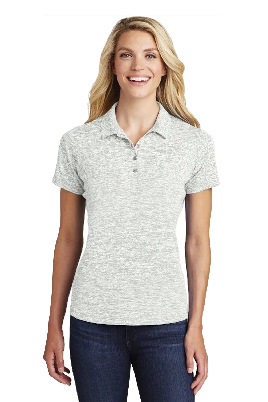 Elegant button-up shirts for formal occasions -Sport-Tek Womens Electric Heather Moisture Wicking Short Sleeve Polo Shirt - Silver Grey Electric