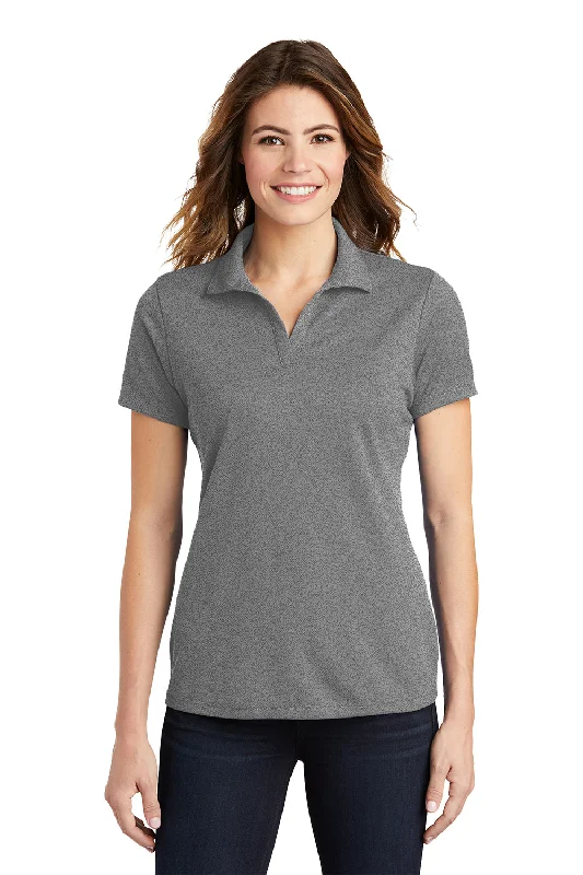 Trendy shirts for stylish office outfits -Sport-Tek Womens RacerMesh Moisture Wicking Short Sleeve Polo Shirt - Heather Grey