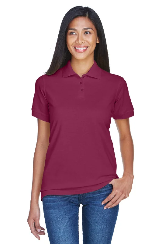 Blouses for pairing with denim jeans -UltraClub Womens Classic Short Sleeve Polo Shirt - Burgundy - Closeout