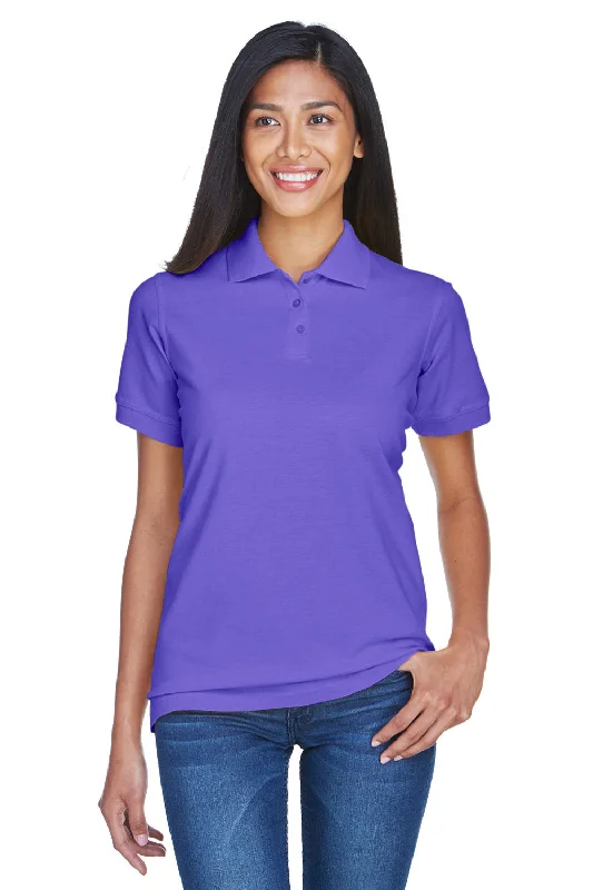 Retro blouses for vintage-inspired fashion -UltraClub Womens Classic Short Sleeve Polo Shirt - Purple - Closeout