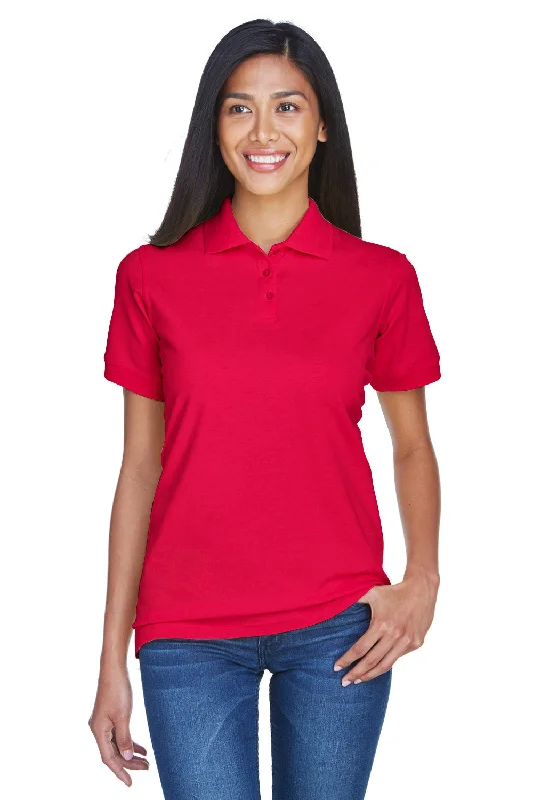 Classic button-down shirts for timeless style -UltraClub Womens Classic Short Sleeve Polo Shirt - Red