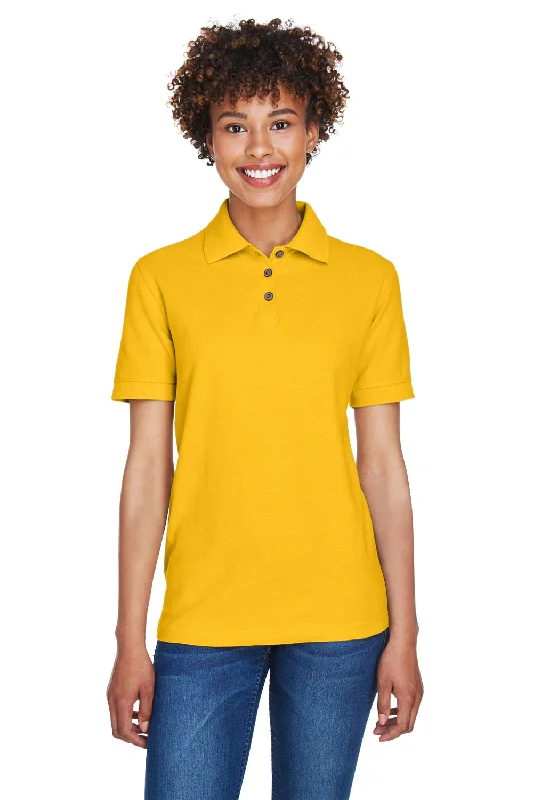 Button-up shirts for versatile layering -UltraClub Womens Whisper Short Sleeve Polo Shirt - Gold - Closeout